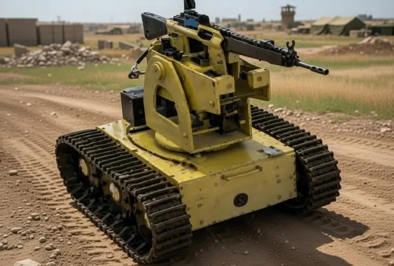 tracked configurable robot with firingcapability